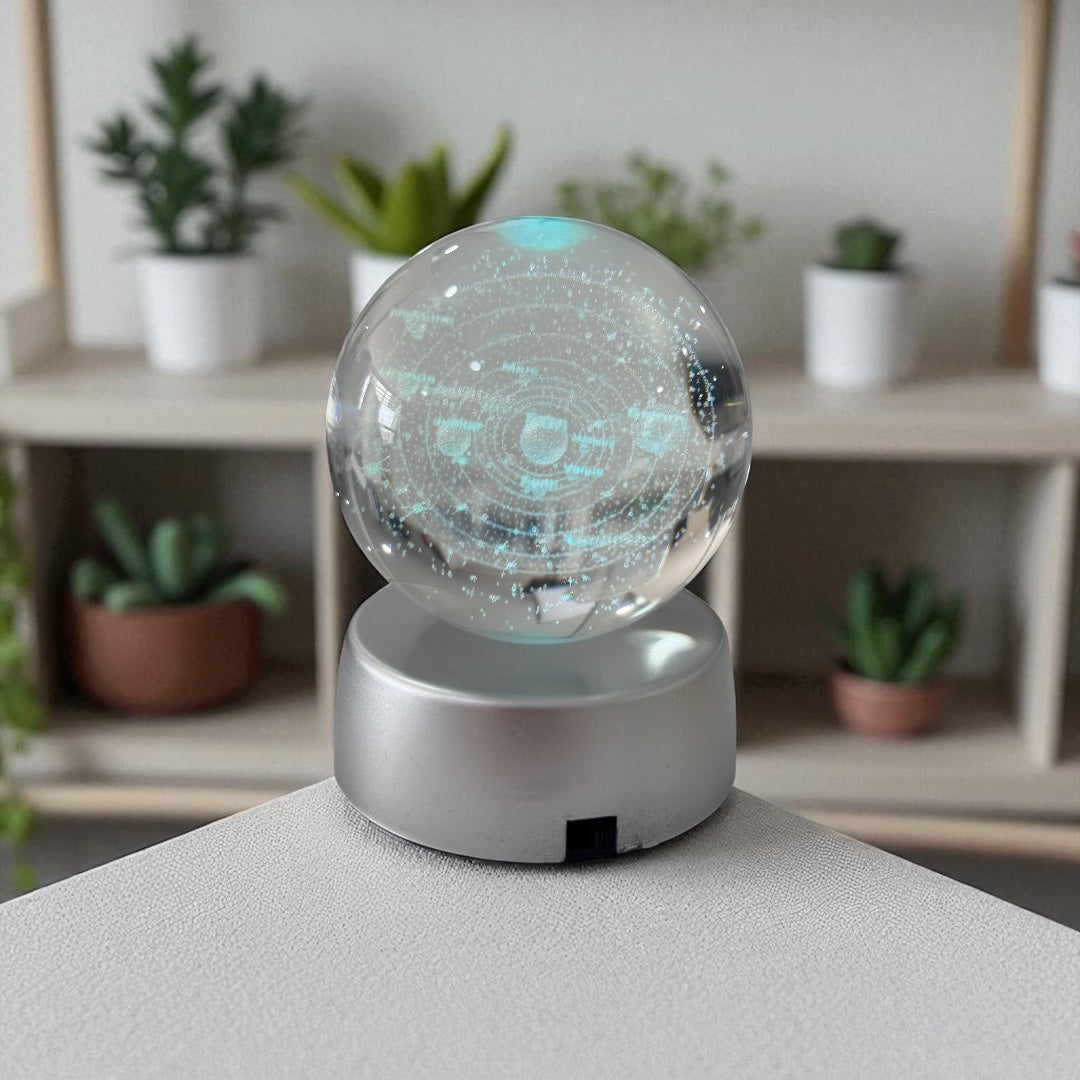 USB Işıklı Küre 3x3 | Dekoratif Motifli LED Küre - Samanyolu Galaksi Desenli