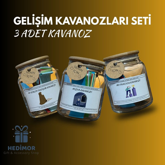 3'lü Gelişim Kavanozu Seti (Motivasyon - Huzur - 40 Gün Değişim Kavanozları)