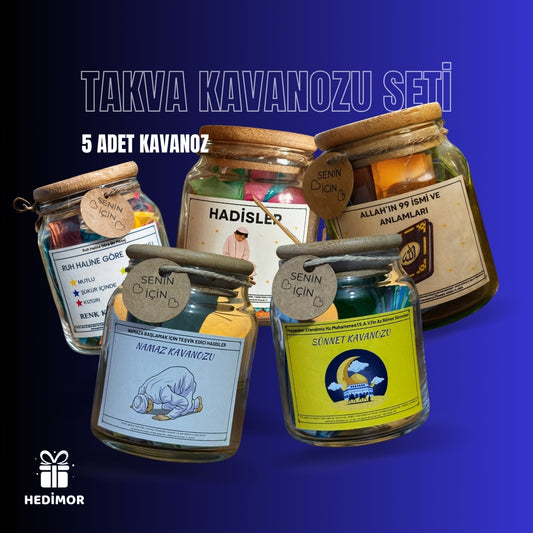 5'li Manevi Kavanozu Seti (Ayet-Hadis-Esmaül-Hüsna-Namaz-Sünnet Kavanozu)
