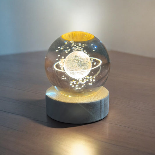 USB Işıklı Küre 3x3 | Dekoratif Motifli LED Küre - Gezegen Desenli