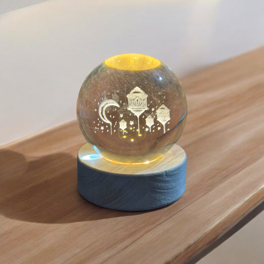 USB Işıklı Küre 3x3 | Dekoratif Motifli LED Küre - Ramazan Desenli